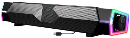 Spirit Of Gamer - Fanatic 200, Enceinte PC Gaming, Barre de Son Compacte 6W RMS avec Son stéréo 2.0, Technologie 3D Sound, Bluetooth 5.3, USB, Rétroéclairage RGB 6 Modes, Compatible PC et Console