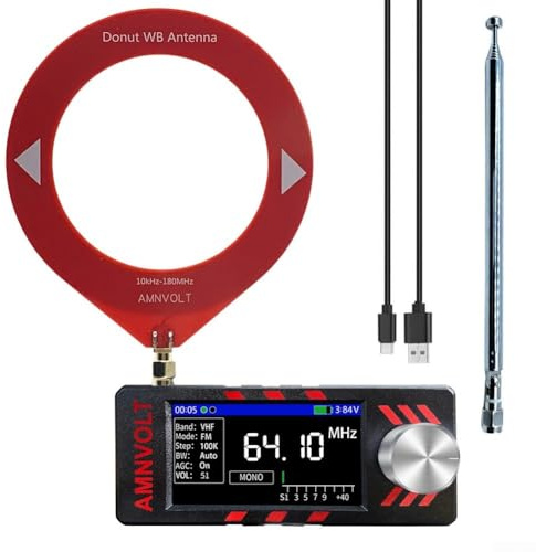Mini für SI4732 Radio, tragbarer Funkempfänger, Vollband für DSP-Radio-Empfänger, mit integrierten Hi-Z, FM/AM/LSB/USB-Modi, Taschenformat (rot)