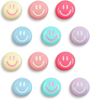 12 Pezzi Calamite Smiley Colorate per Frigorifero – Magneti da Frigo in Resina, Mini Calamite Decorativi per Lavagna Magnetica, Cucina, Ufficio e Scuola – Magneti Frigo Divertenti per famiglia