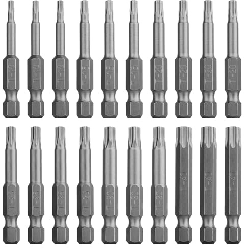 HPHOPE 20tlg PRO Torx Bit Set, S2 Stahl T10-T40, 1/4 Sechskantschaft, 50mm | S2-Stahl, Sandgestrahlt, CNC-gefrästen Spitzen, Magnetisch. Professional Zubehör Schraubendreher, Bohrmaschine/Schrauber