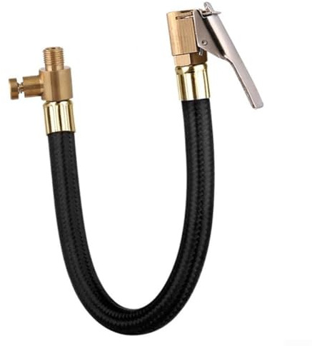 Adattatore per tubo di gonfiaggio dell'aria per valvole dei pneumatici, tubo di prolunga compatibile con pompe di gonfiaggio, mandrino di bloccaggio per il gonfiaggio a mani libere su pneumatici di