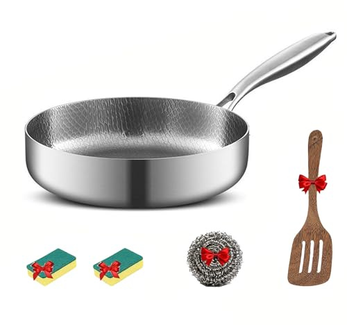 Padella in titanio, 2026 Paniera a martello in titanio Pro, padella in Titanium, e Senza rivestimento,ultra resistente, ultra-durante,resistente ai graffi per la cucina (Senza Coperchio, 20CM)