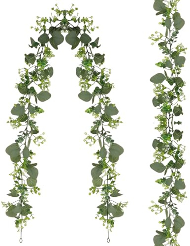 2 Pièces Guirlande Plante Artificielle 1,8m, Guirlande Fleurs Artificielles | Vertes, Feuillage Artificiel, Faux Lierre Décoration, Lierre Artificiel Extérieur pour Mariage, Jardin, Fête