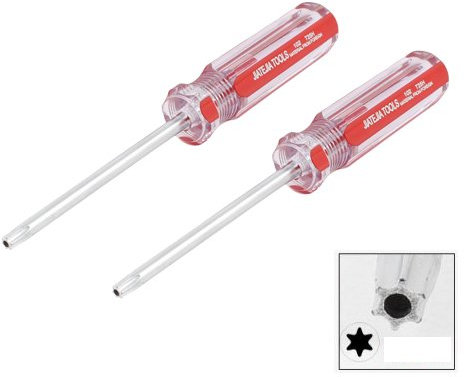 Boutique - Set di 2 cacciaviti Torx con impugnatura antiscivolo, 4 mm, colore: Rosso trasparente