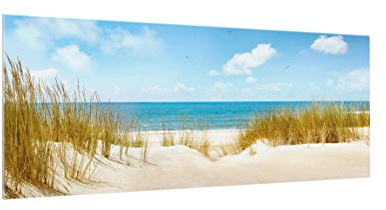 Spritzschutz Glas - Strand an der Nordsee 40 x 100cm Panorama Sicherheitsglas