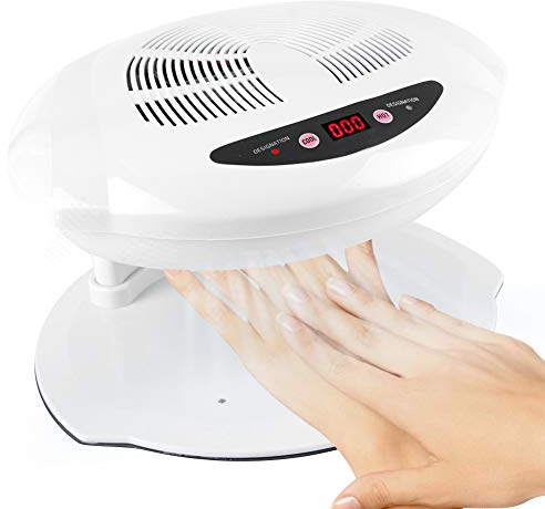 Sonew Air Nail Dryer, Nageltrockner mit Sensor, Hot und Cold Air Nageltrockner zum Trocknen von Nagellack, Automatischer Sensor Nagellack Trocknen Fan für Salon(White)