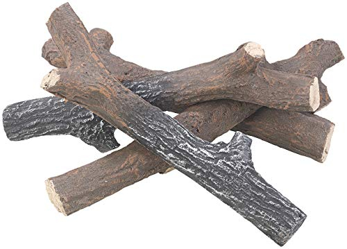 Carlo Milano Bioethanol Kamin Deko: 4er-Set Deko-Äste für Bioethanol-Öfen, hitzebeständige Keramik (Keramik-Holz Ethanol-Kamin, Holzscheit, Keramikholz direkt ins)
