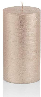 INNA-Glas Rustik Kerze Mathilda, roségold, 12cm, Ø 5,8cm, 45h | Made in Germany - Weihnachtskerze