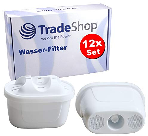 Trade-Shop Wasser-Filter im 12er Pack - Kartuschen kompatibel mit Bosch Mavea Wasserfilter zur Reduzierung von Kalk, Chlor & geschmacksstörenden Stoffen im Leitungswasser
