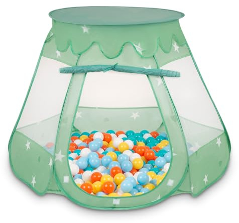 Selonis Baby Spielzelt Mit Plastikbällen Zelt 105X90cm/100 Stück Bälle Plastikkugel Kinder, Minze:Weiß/Gelb/Orange/Babyblue/Türkis