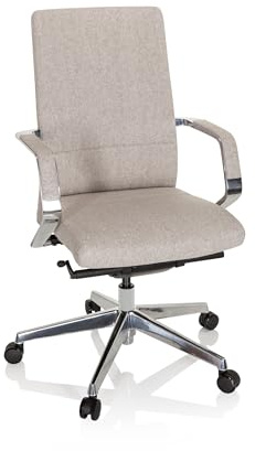 hjh OFFICE 601007 Profi Bürostuhl BESSONA Stoff Beige Designer Drehstuhl mit Armlehnen, Sitztiefe verstellbar, ergonomisch