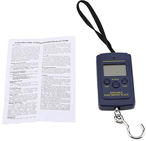 Raguso 40 kg/10 g elektronische Waage Kleine LCD Digitalanzeige Hängende Gepäckwaage Tragbare Handwaage Mehrzweck Wiegewerkzeug mit hängendem Haken