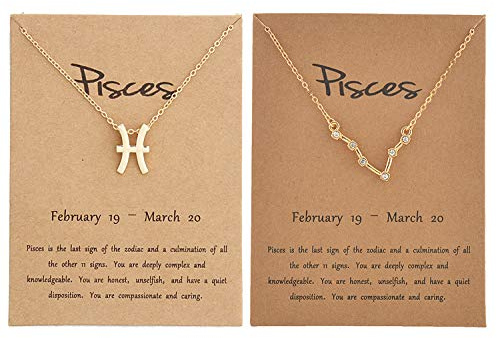Frodete Collier zodiaque pour femme - Collier avec 12 constellations - Bélier, Taureau, Gémeaux, Cancer, Lion, Vierge, Balance, Scorpion, Sagittaire, Capricorne, Verseau, Poissons, Cadeau