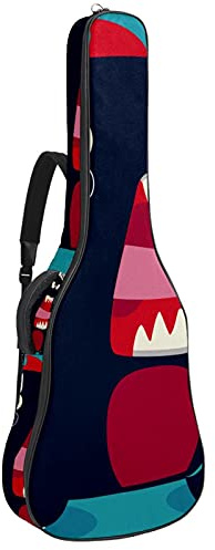 Gitarrentasche mit Dinosaurier-Motiv, blau, mit verstellbarem Schultergurt, Gitarrentasche für Bassgitarre unter 106,7 cm (42 Zoll)