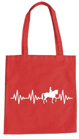 Herzschlag Pferd Baumwolltasche - EKG Pony Stute Gaul Ross Horse Hof Stall Rot