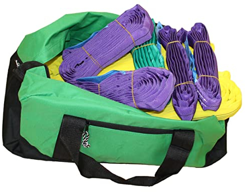 Rundschlingen Set 1t - 3t Tragfähigkeit, 11-teilig, 1000-3000 kg WLL, farbcodiert violett, grün, gelb