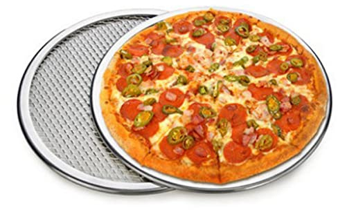 RANRAO Grille de Cuisson pour Pizza Alu, Plaque à pizza perforée en maille pour pizza de 20,3 à 40,6 cm, plaque à pizza en aluminium épais, plaque à pizza en couche antiadhésive circulaire