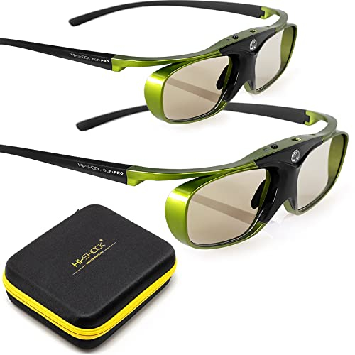 Hi-SHOCK DLP Pro 2X Lime Heaven | DLP Link 3D Brillen Set kompatibel mit DLP Beamer Acer, BenQ, Optoma, Viewsonic, Anker, Infocus, NEC, Vivitec, Largo | inkl. Dualcase
