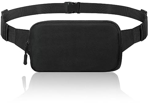 MoKo Laufen Hüfttasche, Bauchtasche Gürteltasche Lauftasche für Damen Herren, Nylon Sporttasche mit Verstellbare Träger & Reißverschluss für Sport Laufen Reise Fahren Wandern - Schwarz