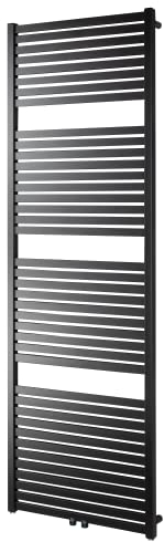 Badheizkörper Mittelanschluss schwarz matt 1850 x 600mm - Handtuchheizkörper Handtuchhalter 1023 Watt mit Mittelanschluss & Seitenanschluss