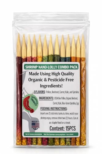 Shrimptastic Aquatics, Nano- Shrimp Lolly Combo Pack, 15 Pack 4-inch Cherry Shrimp Food