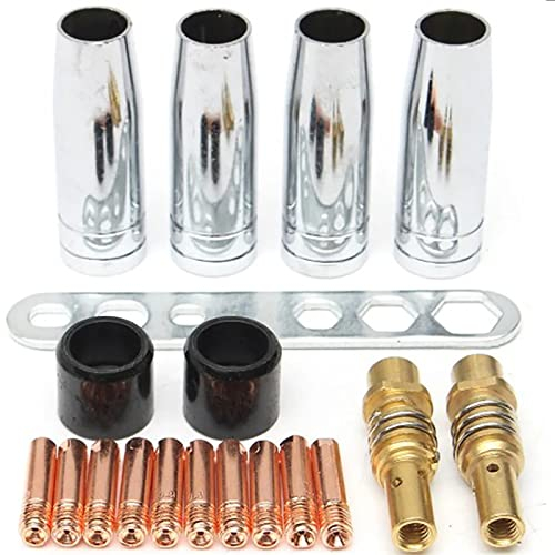 Exbrith 19 Pièces Accessoires MIG MB15AK, Buse de Gaz de Contact de Torche de Soudure, D'outils de Soudage Consommables pour Soudeurs Adaptés à la Torche (Embout de Guide-fil M6 0,8 mm)