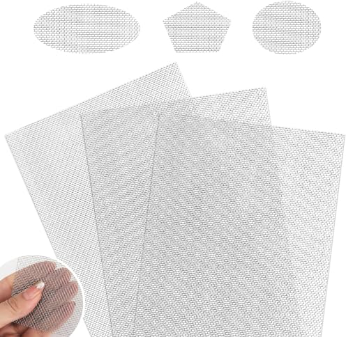 Bomtop 3 Pièces Grille Wire Métallique Maille Filtre 20 Mesh 30 x 21cm, Maille d'acier Inoxydable Filtration en Feuilles Filtre, Grillage Maille Fine pourEmpêcher Souris Insectes Serpents Moustique