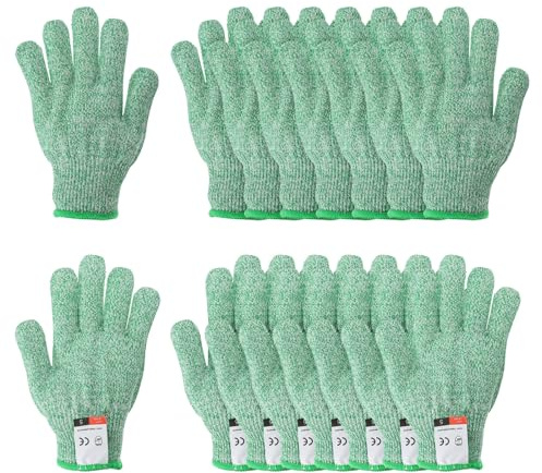 PATIKIL Cut Resistant Gloves, 8 Pair Level 5 Protection Anti Cutting Gloves Cut Proof Gloves for Kitchen Wood Carving Working, Small, Green