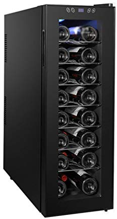 Suuim Refrigerador para Vino - Refrigerador para Vino Tinto Enfriador para Vino Vertical - Mini refrigerador para Vino Compacto e Independiente 24 Botellas - Enfriamiento electrónico -60W