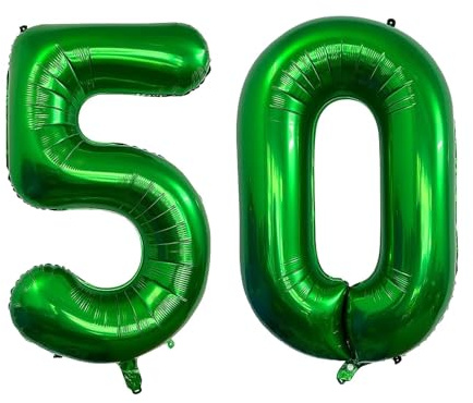 Geburtstag zahlen Luftballon 50 jahre-dunkelgrün XXL Jumbo Folienballon 40 Zoll – 101 cm Luftballons 50 Geburtstag Junge Mädchen Babyparty Geburtstagsdeko Jubiläumsparty Dekoration