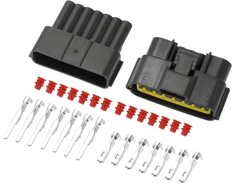 Partuto 7 Pin Auto Wiring Harness Connector Plug - Car Male Female Wire Terminal Connector - for Nissan Plastic Gray Yellow - 1 Set