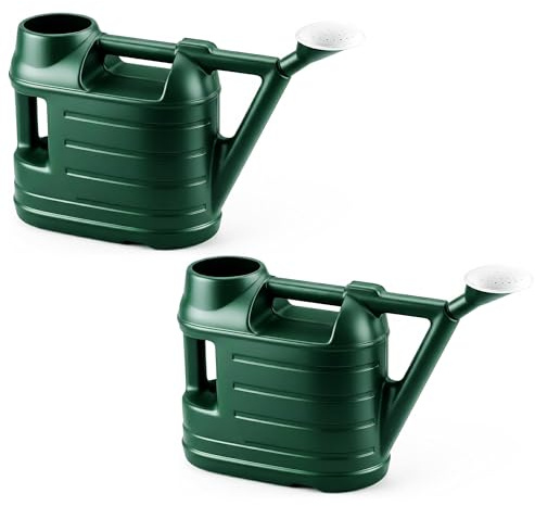 ANGIX 2 x Watering Cans Outdoor 6.5 L - Perfect Gardening Tool for Watering Plants - Light Weight Watering Cans - Green