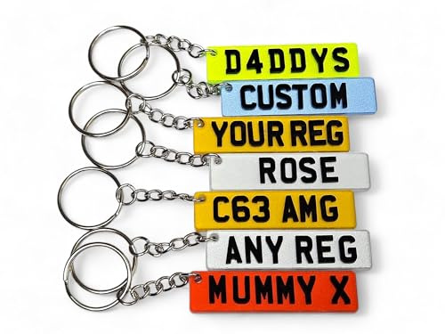 Fiona's Favourites Personalised UK Registration Number Plate Keyring, Customisable Car Keys, Drive Safe Keychain, Number Plate Keychain, Gift For Dad, Gift for Mum