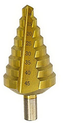 10-45mm Stufenbohrer aus Titan-Hochgeschwindigkeitsstahl, gerader Schlitz, Lochschneider, Stufenkegelbohrer for Elektrowerkzeuge for Bohren von Holz und Metall