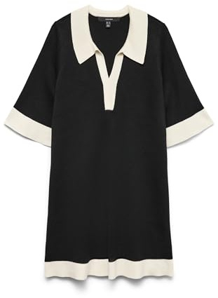 VERO MODA Vmoli Vestido de Cuello en V 7/8, Negro, M