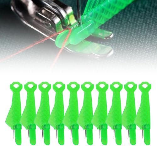 Nadeleinfädler,Automatischer Einfädler Nadel,Einfädelhilfe für Nähnadeln,Kunststoff Nähnadeln Einfädler, Nähmaschinen Zubehör für Handnähen und Nähmaschinen Sewing Needle Threaders (Grün, 10 Stück)