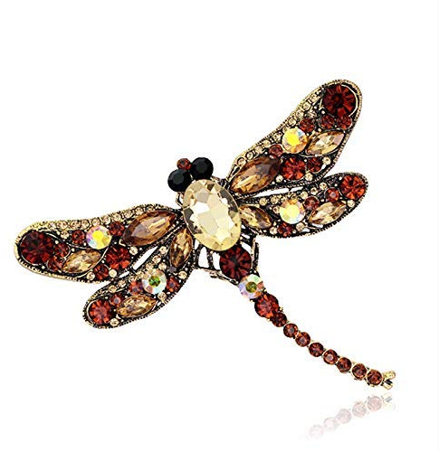 Kristall Emaille Libelle Brosche Vintage Strass inspiriert Insekt Tier Schal Brosche Schmuck Geburtstagsgeschenke, braun stilvoll und beliebt