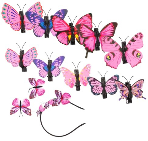 LOLIPPYY 11 Stück 3d-schmetterlings Haarspangen mit Stirnband Leichter Kopfschmuck für Mädchen und Frauen Dekoratives Festival und Hochzeits Accessoire Zufälliger Stil