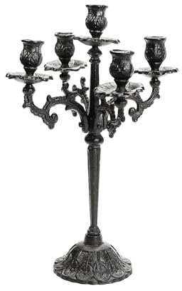 Tischdekoration, Vintage-Kandelaber, Gusseisen, 5-armig, Kerzenhalter aus Metall, Kerzenhalter für Stabkerzen, elegante Tafelaufsatz, Dekoration für Tisch, neues Haus, Geschenk
