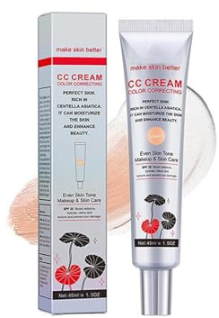 Color Correcting Changing CC Cream,Base De Maquillaje Ligera De Cobertura,Tono De Piel Uniforme,Crema Cc Con Centella AsiáTica,Potencia La Luminosidad,45ML
