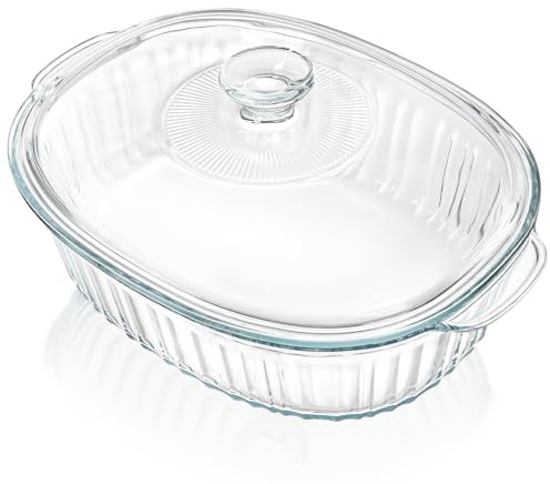 Noamus 2 Pieces 2.8L Glass Casserole Dish with Lid, Extra Large Oval Glass Baking Pan, Heat-Resistant Covered Lasagna Cookware, Clear Deep Food Container, Mixing Bowl for Cooking, Oven&Microwave Safe