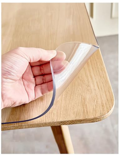 Generico 3mm PVC Copritavolo Trasparente 45x45cm Pellicola Trasparente per Tavolo Proteggi Tavolo Impermeabile Tovaglia Plastificata Rettangolare Pellicola Protettiva per Scrivania Tavolino