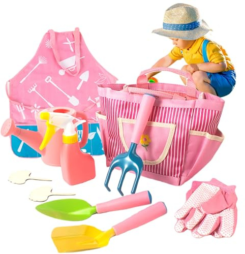 10 pièces/ensemble d'outils de jardinage pour enfants ensemble de jardinage coloré pour enfants avec râteau, pelle, arrosoir, tablier et plus encore bricolage pour tout-petits pour jouets d'extérieur