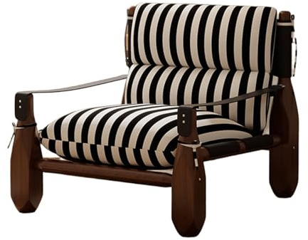 Trä loungestol, medeltida stil massivt trä soffa med sammetstyg och läderarmstöd, lastlager 150 kg