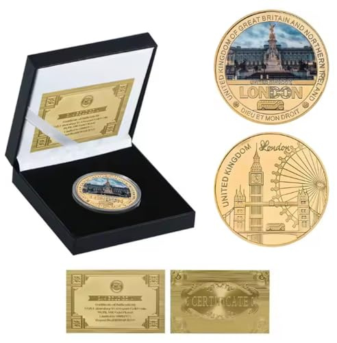 CTTSDHIPE Moneda Conmemorativa Atracciones De Londres Moneda De Recuerdo Moneda De Colección Chapada En Oro Moneda De Recuerdo Regalos para La Colección