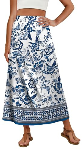 OFEEFAN Long Maxi Skirts for Women Spring Summer Dresses Casual Loose Boho Clothes Beach Vacation Outfits Print 04 M