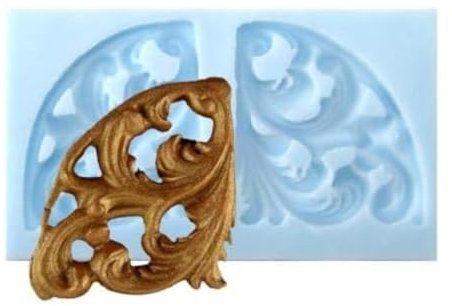 COXIMUS Silikonform Ornamente klein | 2 Stück je 1/4 Kreis 3 cm | hochwertige Silikonform für Fondant und Flowerpaste | schnell & einfach zum Reindrücken | Made in Germany