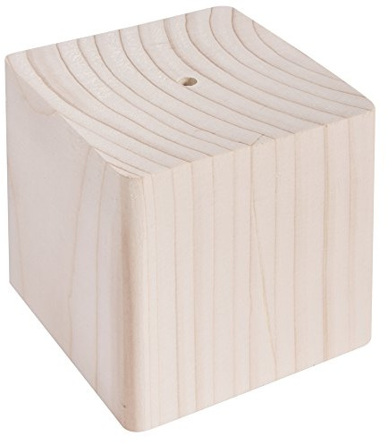 62838000 Holz-Sockel, 8x8x8cm, m. Loch ø5,5mm,2,5cm tief