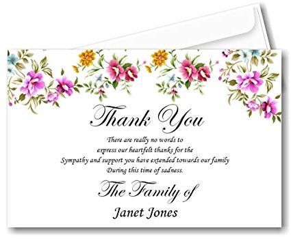 Personalised Funeral Remembrance Thank You Cards ref TH11 (20)