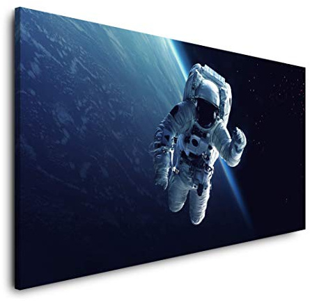 Astronaut im Weltall 120x 60cm Panorama Leinwand Bild XXL Format Wandbilder Wohnzimmer Wohnung Deko Kunstdrucke